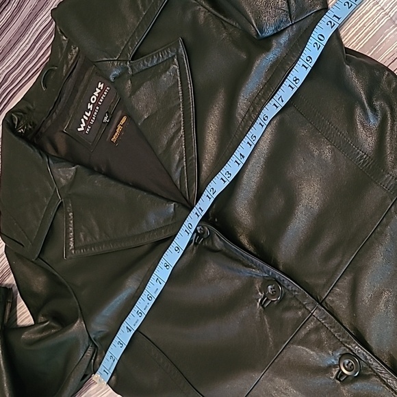 Wilsons Black Leather Button-up Belted Jacket Coat Thinsulate Zip Out Lined Wm L - Picture 14 of 16